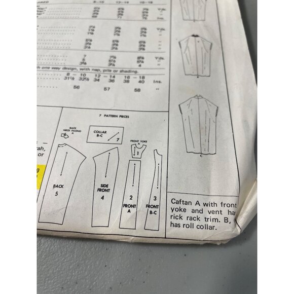 70s McCalls 3617 Caftan Dress Sewing Pattern Sizes Small Vintage 1973 CUT - Picture 5 of 7